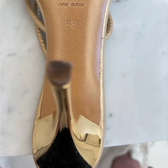 St. John Metallic Gold Women's Sandals - Picture 5 of 9